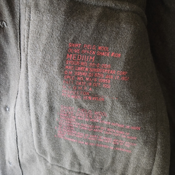 Men's 50's Vintage Olive Green Wool Field Jacket Size M - Picture 7 of 8